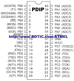 ATMEL 爱特梅尔AVR 微控制器ATmega32/ATmega32L PDIP封装