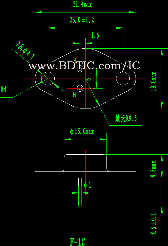 3DA1 型晶体管B-2 型封状尺寸图