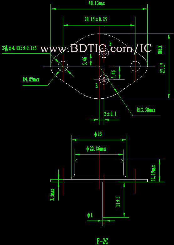 3DA96 型晶体管B-2 型封状尺寸图