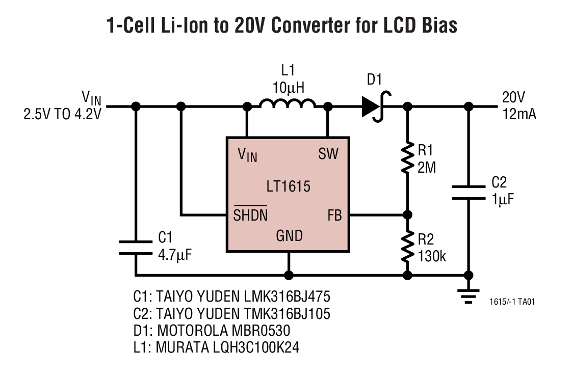 4pcs LT1615ES5-1 Step-Up DC/DC Converters SOT23-5 