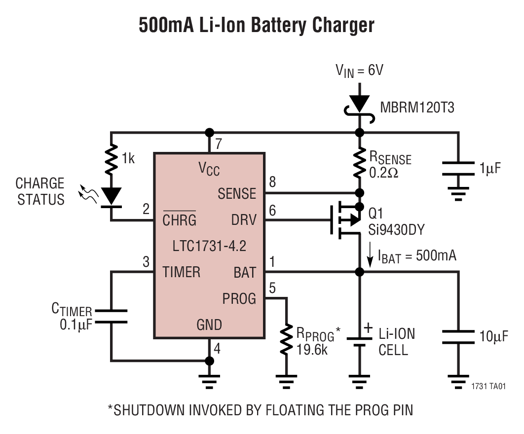 LTC17314.X Single Cell LithiumIon Linear Battery Charger