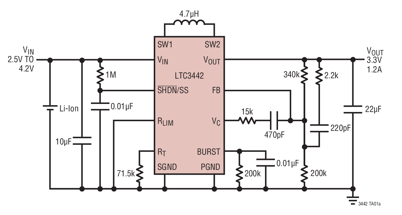 LTC3442 Micropower Synchronous BuckBoost DC/DC Converter with Automatic Burst Mode Operation