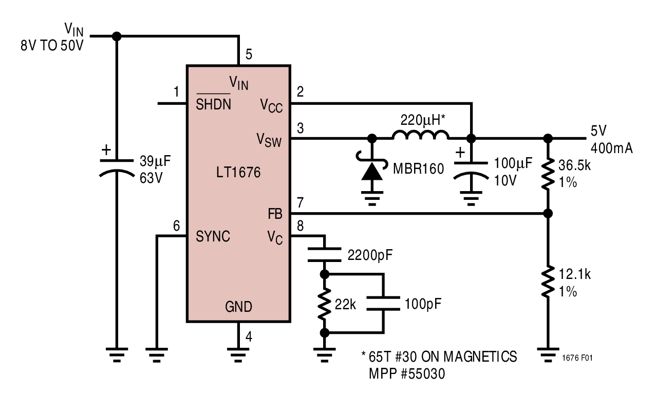 LT1676Typical Application LT1676 Typical Application