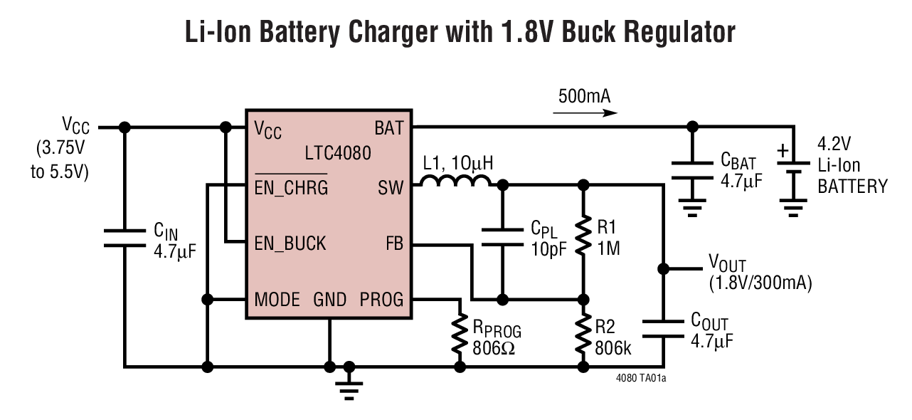LTC4080 - 500mA Standalone Li-Ion Charger with Integrated 300mA ...
