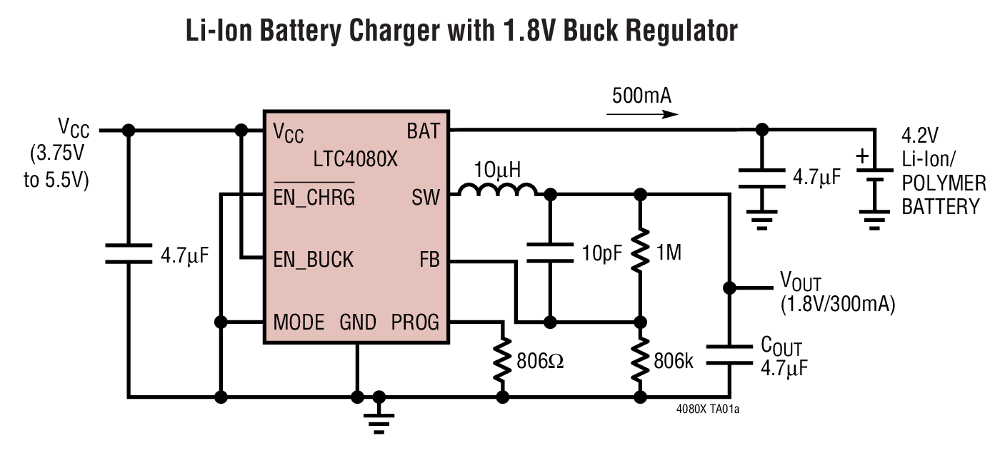 LTC4080X - 500mA Standalone Li-Ion Charger with Integrated 300mA ...