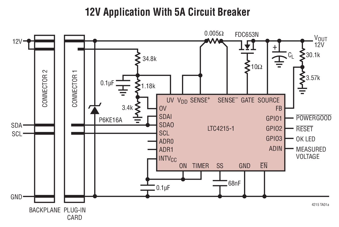 LTC4215-1/LTC4215-3Typical Application LTC4215-1 Typical Application