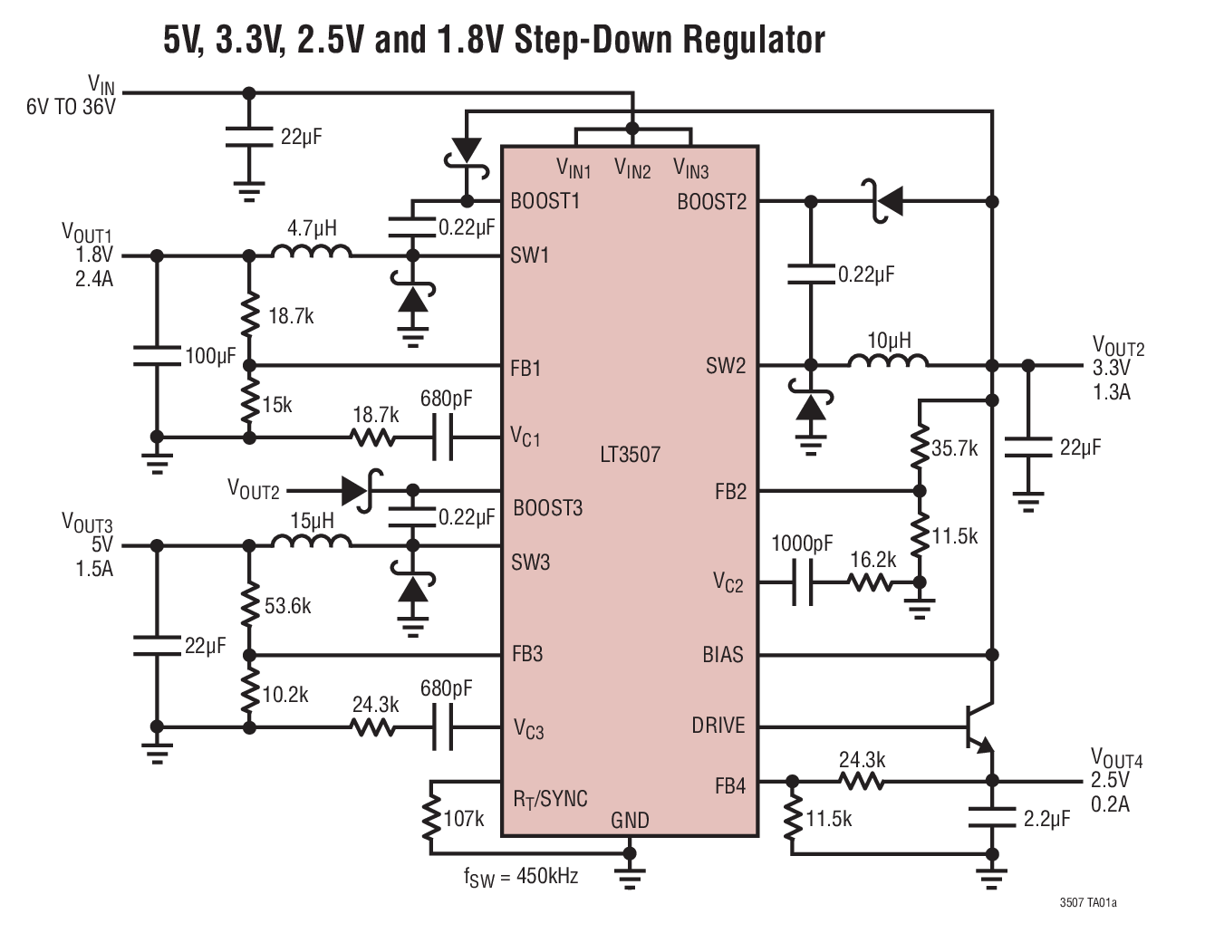 LT3507Typical Application LT3507 Typical Application
